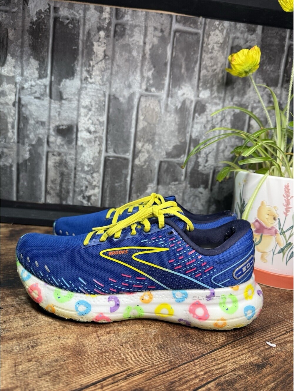 Brooks Glycerin 20 Bowl O Women’s Blue/Yellow Low Top Lace-Up Logo Mesh - Picture 2 of 7